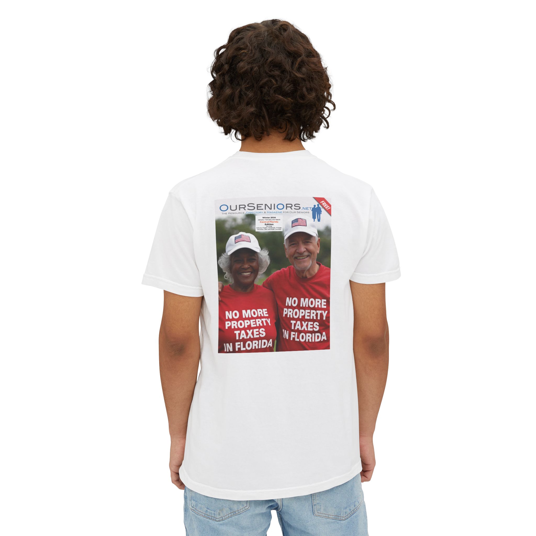 "No More Property Taxes in Florida" Pocket T-Shirt — Winter 2026-OurSeniors.net - Image 4